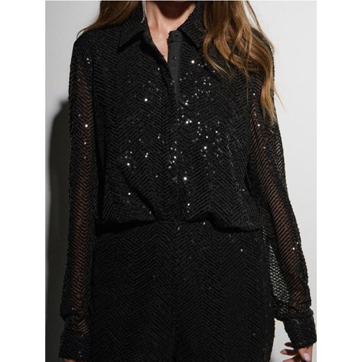 Sinsay - Koszula z połyskującymi cekinami - czarny Sinsay XL Sinsay