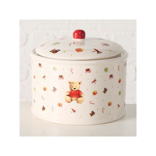 Boltze Pojemnik &quot;Bailey&quot; w kolorze biało-jasnobrązowo-czerwonym - wys. 15 x Ø 18 cm ze sklepu Limango Polska w kategorii Pojemniki kuchenne - zdjęcie 187617480