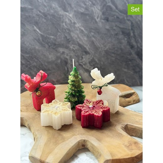 ABERTO DESIGN Świece (5 szt.) w kolorze kremowo-zielono-czerwonym ze sklepu Limango Polska w kategorii Świece i dyfuzory - zdjęcie 187617684