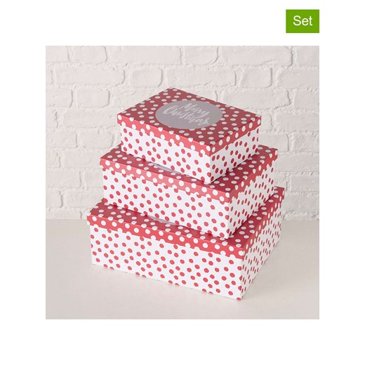 Boltze Pudełka prezentowe (3 szt.) &quot;Dotta&quot; w kolorze czerwono-białym ze sklepu Limango Polska w kategorii Akcesoria i przechowywanie - zdjęcie 187618121