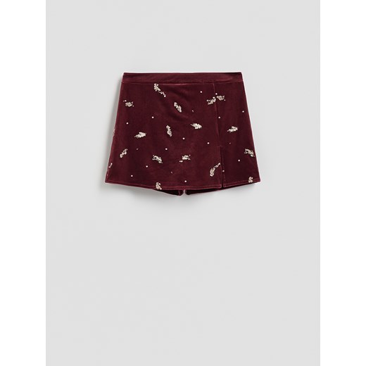 Reserved - Spódnico-szorty z cekinami - burgundowy ze sklepu Reserved w kategorii Szorty - zdjęcie 187618432