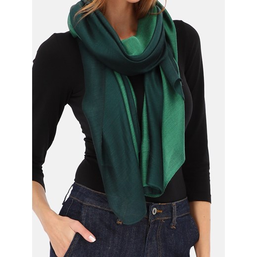Zielony szal jedwabno-bawełniany ombre Potis & Verso ze sklepu Eye For Fashion w kategorii Szaliki i chusty damskie - zdjęcie 187618644