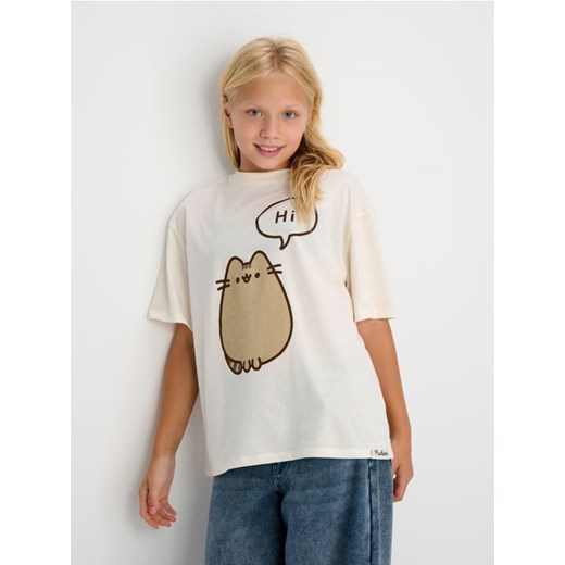 Sinsay - Bawełniana koszulka z krótkim rękawem Pusheen the Cat - kremowy ze sklepu Sinsay w kategorii Bluzki dziewczęce - zdjęcie 187619544