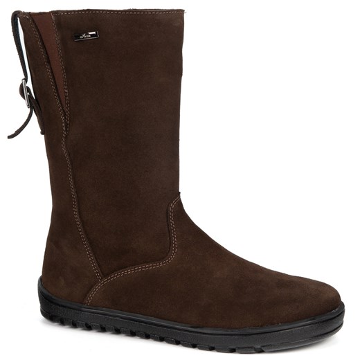 Kozaki barefoot Vivian skórzane do połowy łydki zimowa podeszwa zero drop brązowe ze sklepu butyolivier w kategorii Botki - zdjęcie 187619613