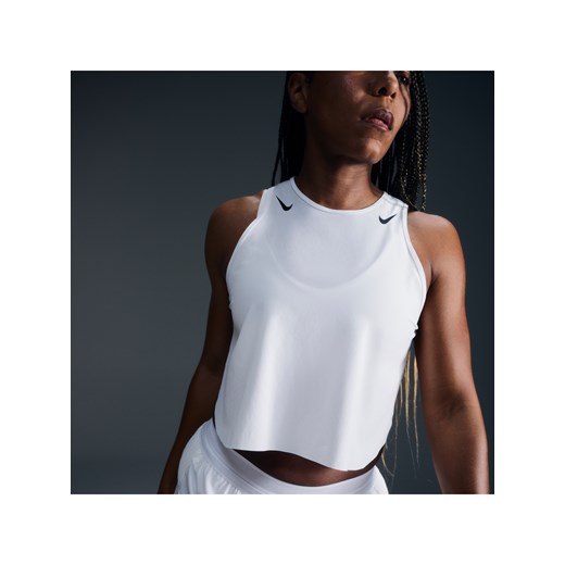 Damska koszulka bez rękawów o skróconym kroju do biegania Dri-FIT ADV Nike AeroSwift - Biel ze sklepu Nike poland w kategorii Bluzki damskie - zdjęcie 187619722