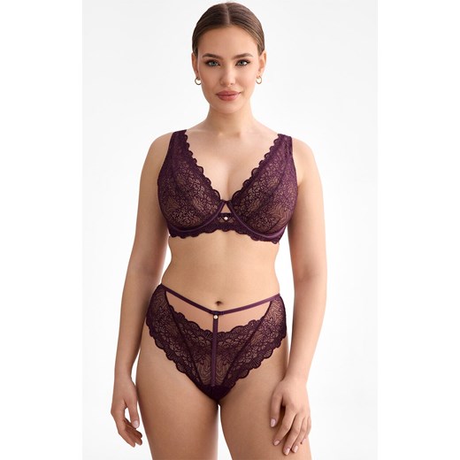 Koronkowe stringi damskie śliwkowe Maribel C220, Kolor śliwkowy, Rozmiar L, Ewa Bien ze sklepu Intymna w kategorii Majtki damskie - zdjęcie 187621423