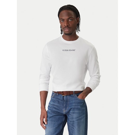 Guess Jeans Longsleeve M5RI84 K8HM0 Biały Regular Fit ze sklepu MODIVO w kategorii T-shirty męskie - zdjęcie 187622653