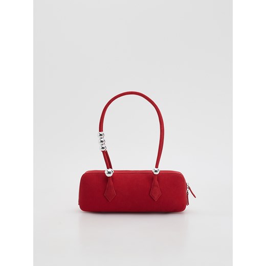 Reserved - Zamszowa torebka na ramię - burgundowy ze sklepu Reserved w kategorii Kopertówki - zdjęcie 187623320