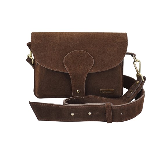 Zamszowa listonoszka na szerokim pasku - Brązowa ze sklepu butyolivier w kategorii Listonoszki - zdjęcie 187623834