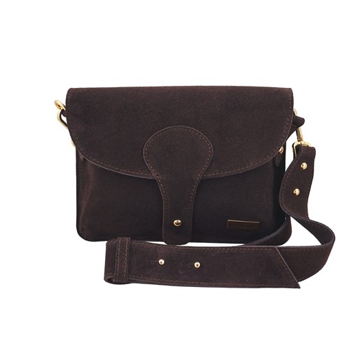 Zamszowa listonoszka na szerokim pasku - Brązowa ciemna ze sklepu butyolivier w kategorii Listonoszki - zdjęcie 187623842