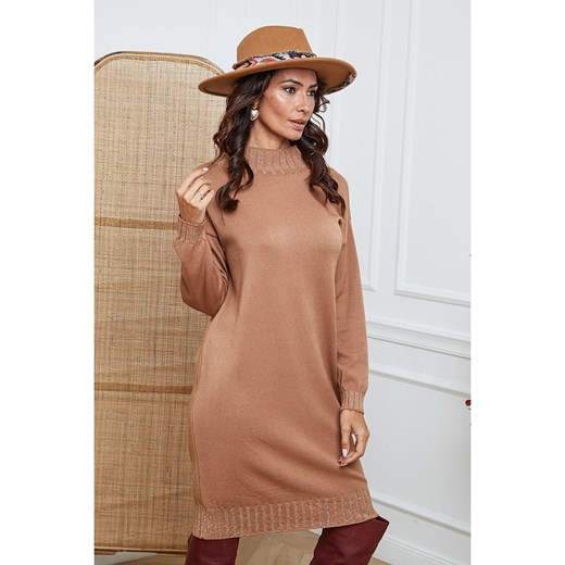 So Cachemire Sukienka dzianinowa &quot;Linoa&quot; w kolorze jasnobrązowym ze sklepu Limango Polska w kategorii Sukienki - zdjęcie 187625133