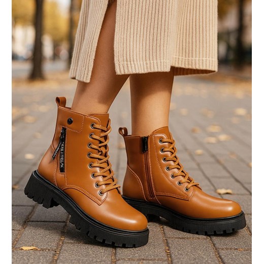 Zimowe brązowe botki trapery /E10-3 18526 T385/ 36 Pantofelek24.pl