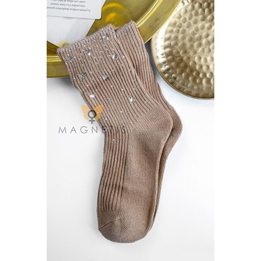 Bawełniane skarpety damskie brązowe QR-5018 Serduszka Dżety, Kolor beżowy, Rozmiar uniwersalny, Magnetis ze sklepu Primodo w kategorii Skarpetki damskie - zdjęcie 187626044