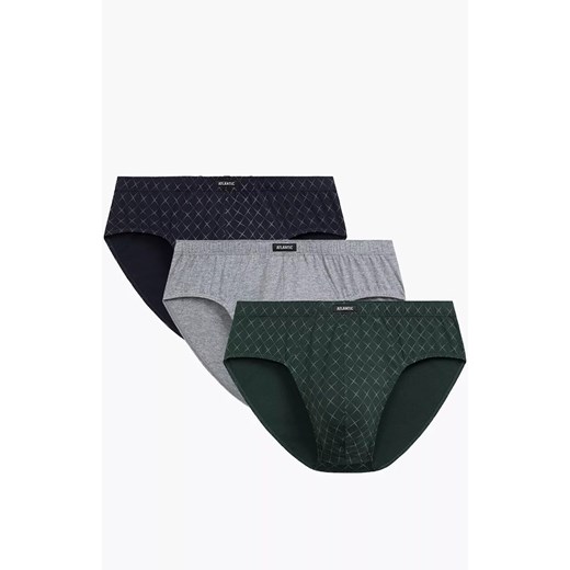 3-pack slipy męskie Classic 3MP-205-GRA/SZM/ZIEC, Kolor granatowo-szaro-zielony, Rozmiar L, ATLANTIC ze sklepu Intymna w kategorii Majtki męskie - zdjęcie 187626150