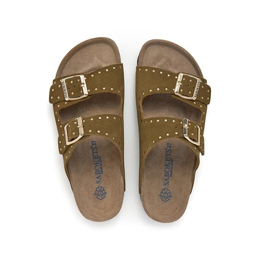 SABOKETS Skórzane klapki w kolorze khaki Sabokets 42 okazja Limango Polska