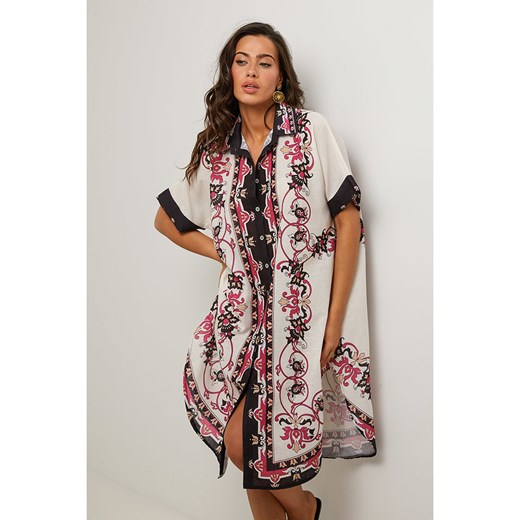 Le Monde du Lin Sukienka w kolorze kremowo-granatowo-czerwonym Le Monde Du Lin 34/36 wyprzedaż Limango Polska