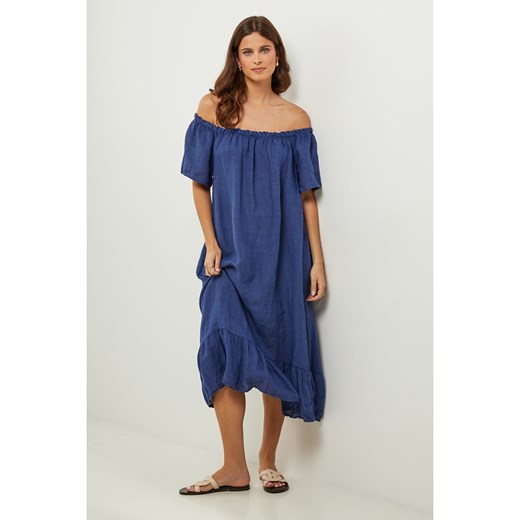 Lin Passion Lniana sukienka w kolorze granatowym ze sklepu Limango Polska w kategorii Sukienki - zdjęcie 187627133