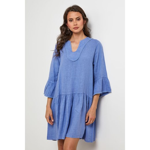 Lin Passion Lniana sukienka w kolorze niebieskim ze sklepu Limango Polska w kategorii Sukienki - zdjęcie 187627153