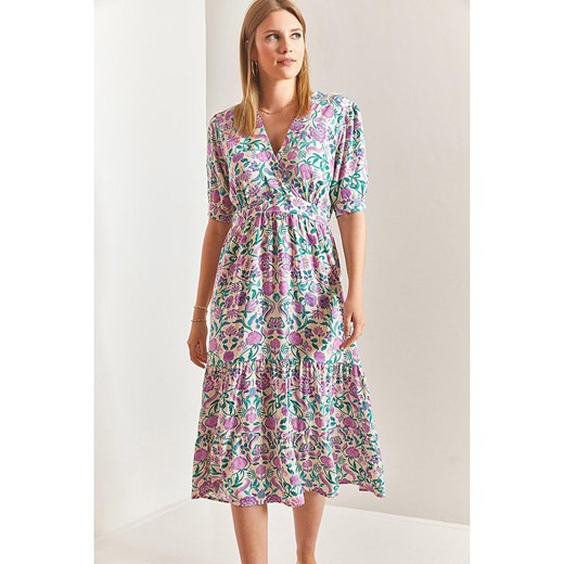 Bianco Lucci Sukienka w kolorze kremowo-fioletowo-turkusowym ze sklepu Limango Polska w kategorii Sukienki - zdjęcie 187627673