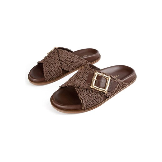 loft37 Skórzane klapki w kolorze brązowym Loft37 36 okazja Limango Polska