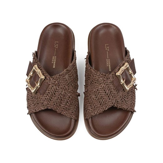loft37 Skórzane klapki w kolorze brązowym Loft37 36 Limango Polska promocja