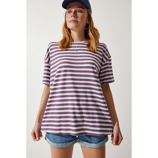 Happiness Istanbul Koszulka w kolorze biało-fioletowym Happiness Istanbul S/M wyprzedaż Limango Polska