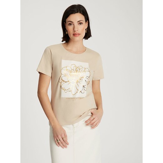 Cross Jeans Koszulka w kolorze beżowym ze sklepu Limango Polska w kategorii Bluzki damskie - zdjęcie 187628894