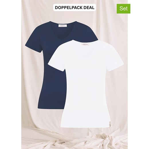 Cotton Candy Koszulki (2 szt.) &quot;Banina V&quot; w kolorze biało-granatowym Cotton Candy M Limango Polska okazja