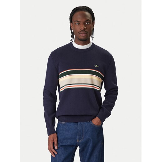 Lacoste Sweter AH5944 Granatowy Regular Fit ze sklepu MODIVO w kategorii Swetry męskie - zdjęcie 187630124