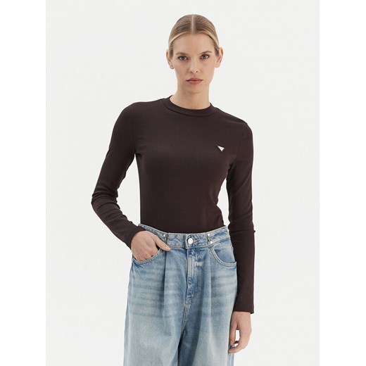 Guess T-Shirt V6RI00 KD741 Brązowy Slim Fit ze sklepu MODIVO w kategorii Bluzki damskie - zdjęcie 187630131