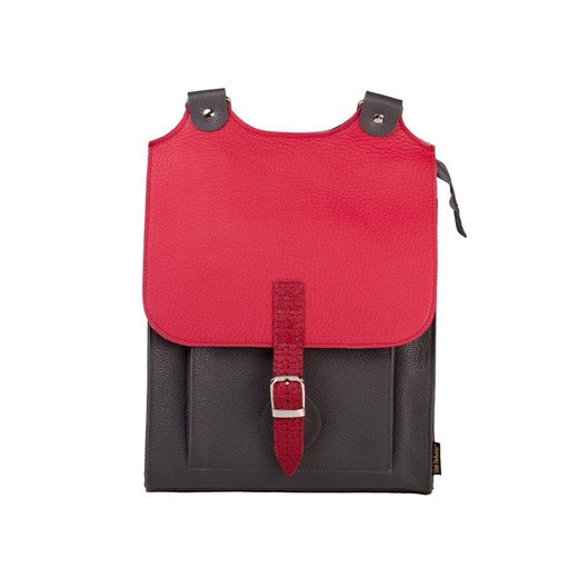 popielato czerwony plecak skórzany Bookpack ze sklepu Słoń Torbalski w kategorii Plecaki - zdjęcie 187630413