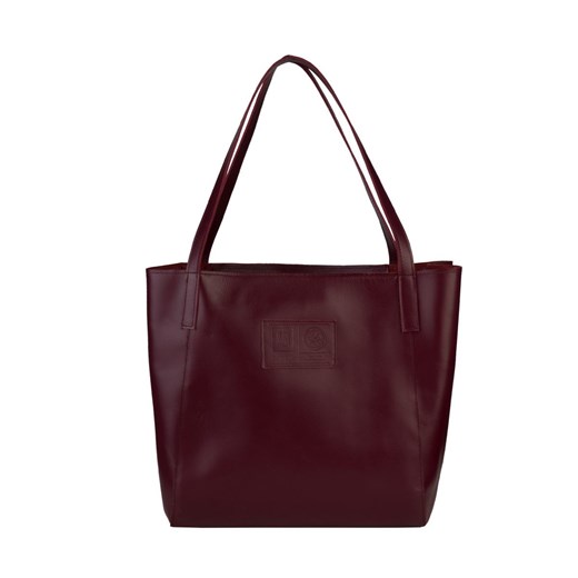 bordowa torebka damska  skórzana zapinana na zamek shopper Słoń Torbalski 32x54/32(po złożeniu boków)x16cm wyprzedaż Słoń Torbalski