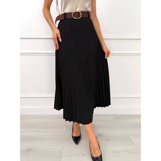 Czarna Plisowana Spódnica Midi ze sklepu ModnaKiecka.pl w kategorii Spódnice - zdjęcie 187630591
