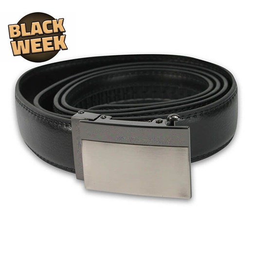 Pasek Czarny ze SKÓRY NATURALNEJ, Automatyczna Klamra, 125 cm, Męski -Paolo Scali PSPSC0068 ze sklepu JegoSzafa.pl w kategorii Paski męskie - zdjęcie 187630980