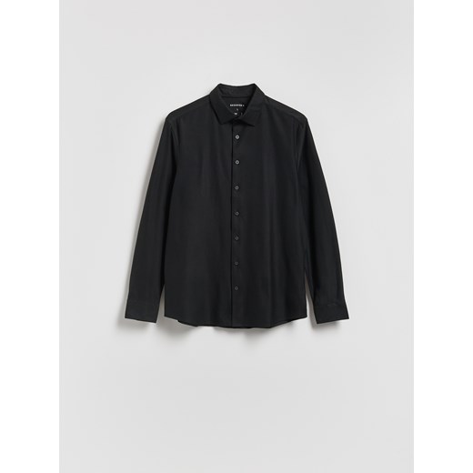 Reserved - Koszula slim fit z bawełną - czarny ze sklepu Reserved w kategorii Koszule męskie - zdjęcie 187631621