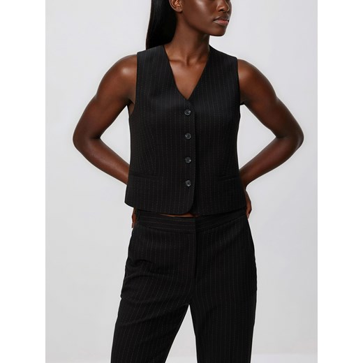 Reserved - Garniturowa kamizelka z wiskozą - czarny ze sklepu Reserved w kategorii Kamizelki damskie - zdjęcie 187631680