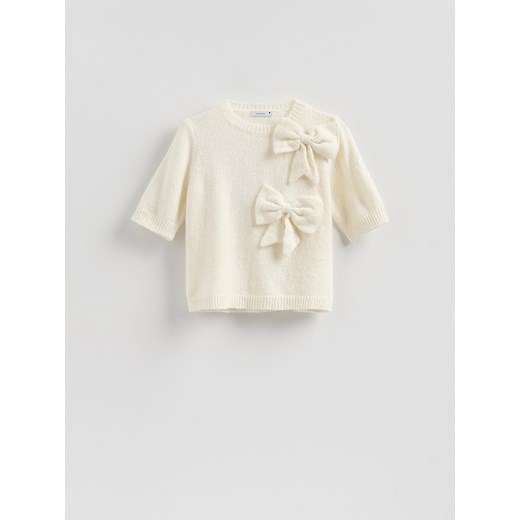 Reserved - Sweter z kokardami - kremowy ze sklepu Reserved w kategorii Swetry damskie - zdjęcie 187631742