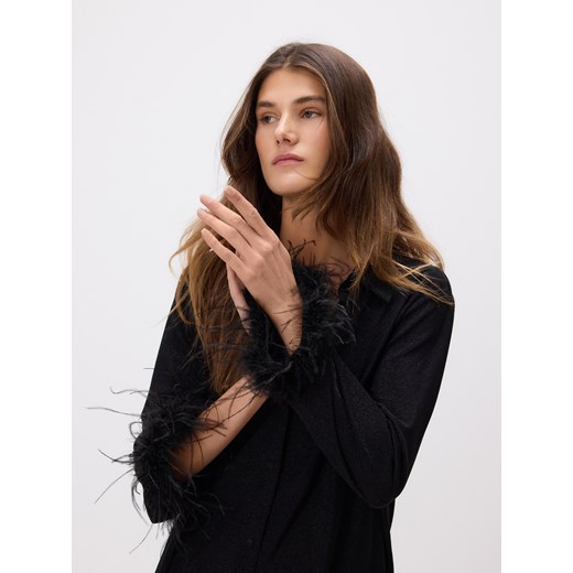 Reserved - Koszula z metalizowaną nitką - czarny Reserved L Reserved