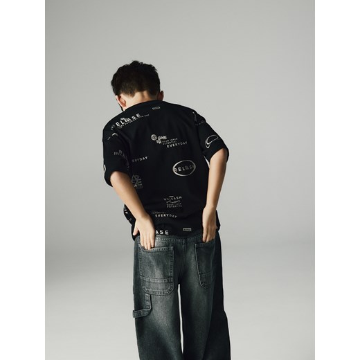 Reserved - Bawełniany t-shirt z nadrukiem - czarny Reserved 164 (13 lat) Reserved