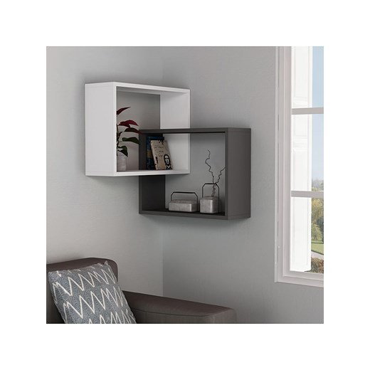 Scandinavia Concept Regał narożny &quot;Ring&quot; w kolorze antracytowo-białym - 60 x 68 x 68 cm ze sklepu Limango Polska w kategorii Regały i witryny - zdjęcie 187632780