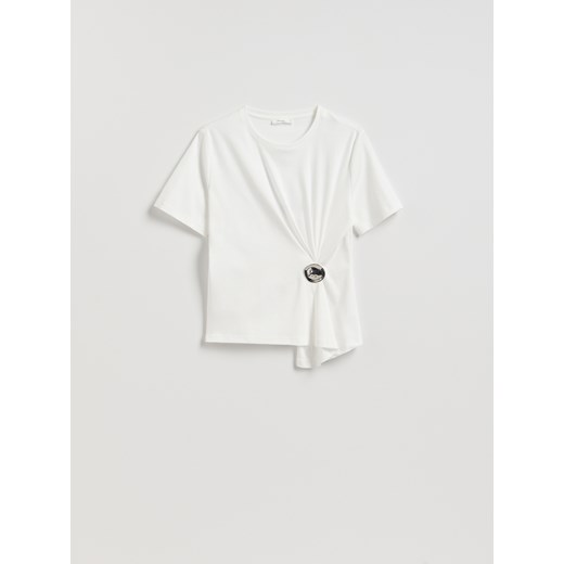Reserved - T-shirt z ozdobnym detalem - złamana biel ze sklepu Reserved w kategorii Bluzki damskie - zdjęcie 187633312