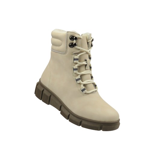 Wygodne botki damskie ze skóry Nika Komfort H-238, beżowe ze sklepu ulubioneobuwie w kategorii Workery damskie - zdjęcie 187633331