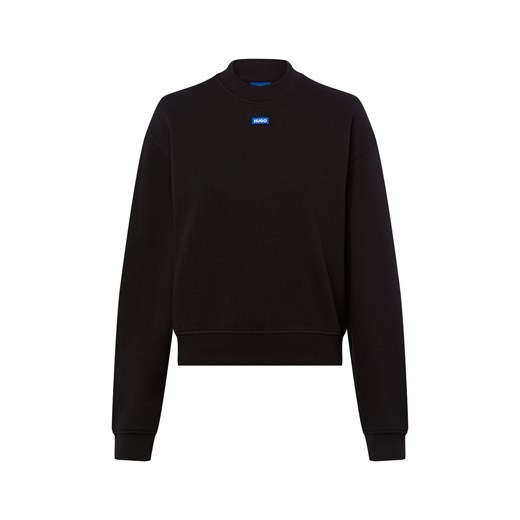 HUGO BLUE Bluza damska - Delessa Kobiety Bawełna czarny jednolity ze sklepu vangraaf w kategorii Bluzy damskie - zdjęcie 187633742