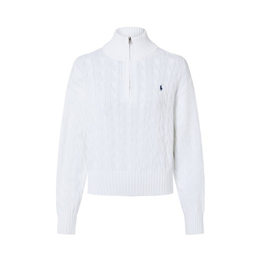 Polo Ralph Lauren Sweter damski z dzianiny Kobiety Bawełna biały jednolity ze sklepu vangraaf w kategorii Swetry damskie - zdjęcie 187633743