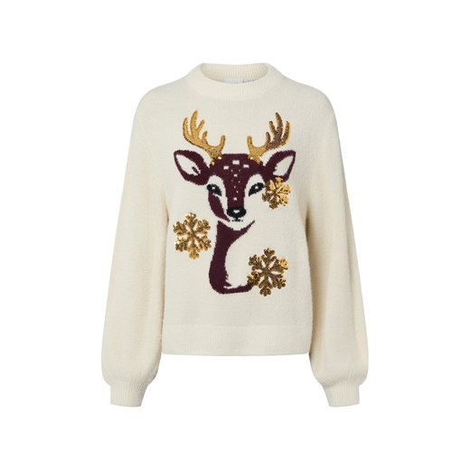 Vila Damski sweter z dzianiny - VIGreni Kobiety Sztuczne włókno écru wzorzysty ze sklepu vangraaf w kategorii Swetry damskie - zdjęcie 187633751