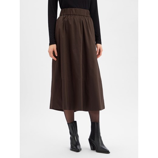 Neo Noir Damska spódnica midi - Yara Kobiety Bawełna błotnisty jednolity Neo Noir 42 vangraaf