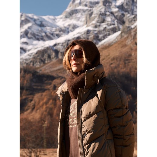 Reserved - Długa pikowana kurtka - oliwkowy ze sklepu Reserved w kategorii Kurtki damskie - zdjęcie 187634073