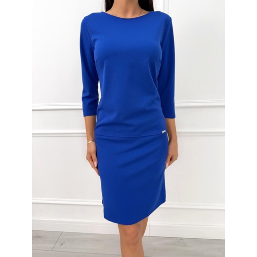Kobaltowa Prosta Sukienka ze sklepu ModnaKiecka.pl w kategorii Sukienki - zdjęcie 187635620