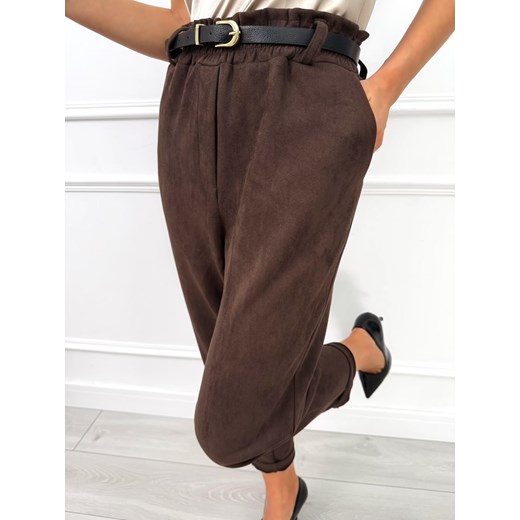 Czekoladowe Zamszowe Spodnie Modnakiecka.pl 42 ModnaKiecka.pl