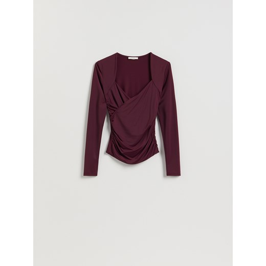 Reserved - Drapowana bluzka - ciemnofioletowy Reserved M Reserved